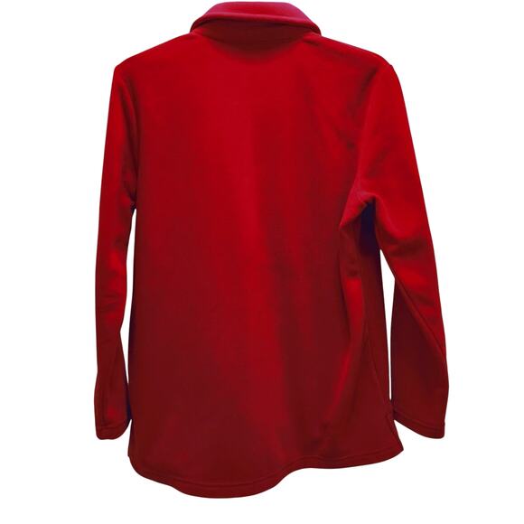 🎄Denim & Co 2 Fleece Button Up Shirt S Red White Cozy Top Shacket Bundle ❤️🤍 - Picture 3 of 16